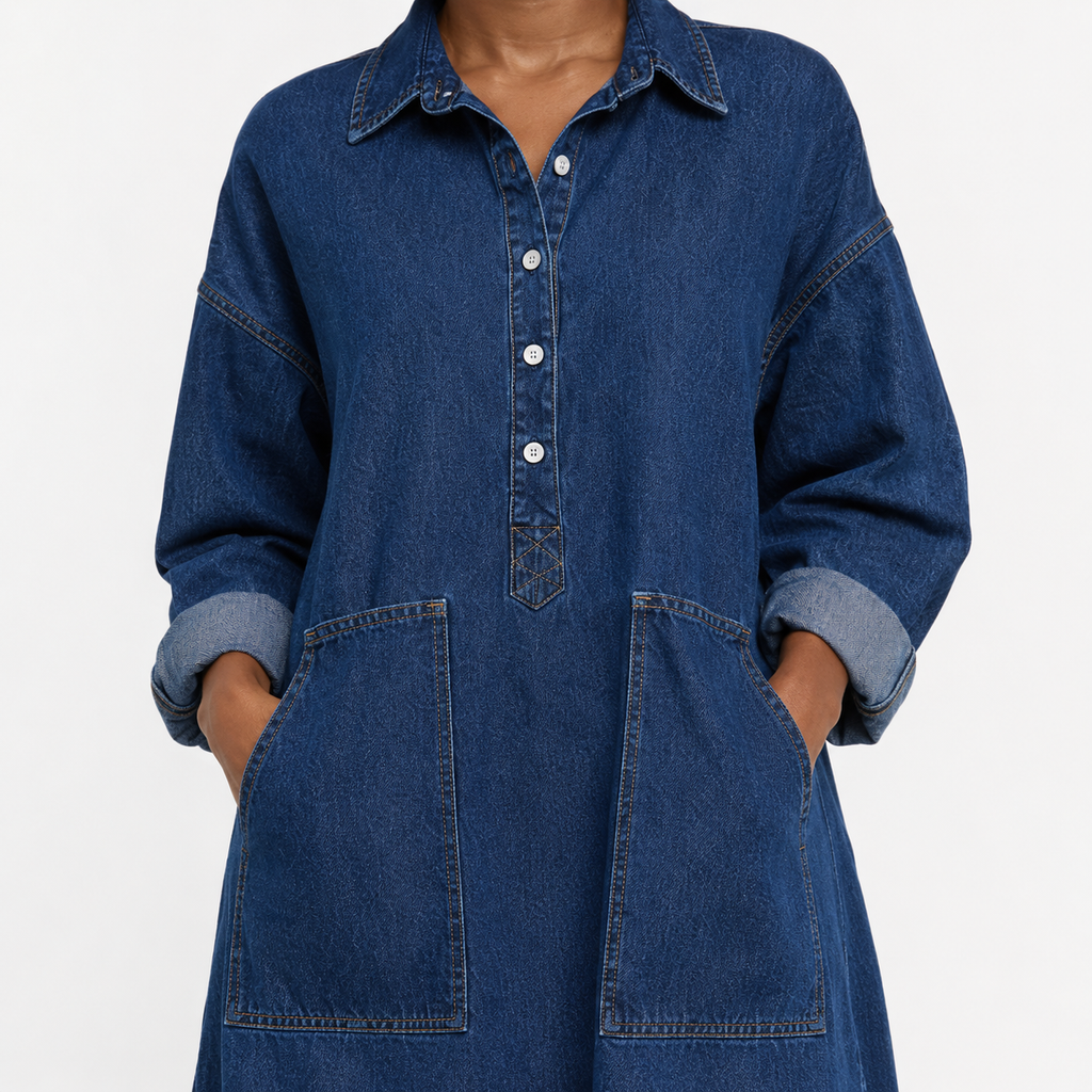 VESPER Split Denim Maxi Dress