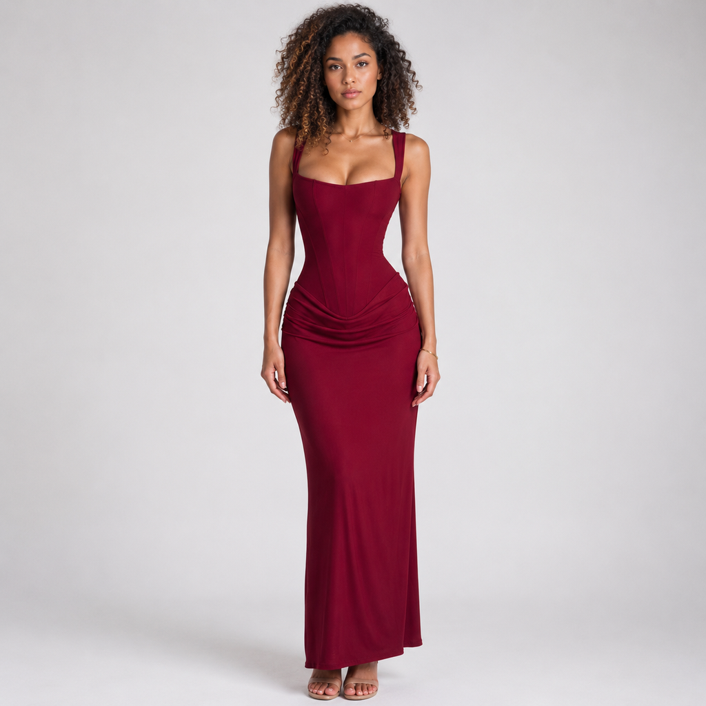VICTORIA Corset Bodycon Maxi Dress
