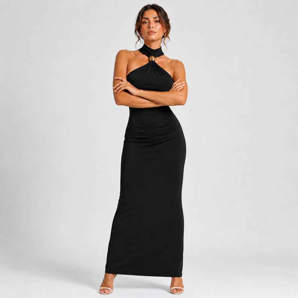 VIOLETTE Halter Smooth Maxi Dress