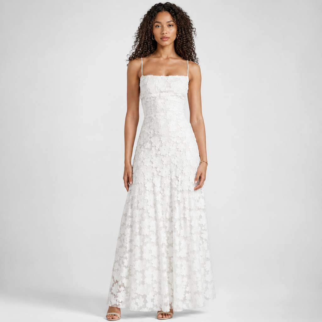 VIORELLE Backless Jacquard Maxi Dress