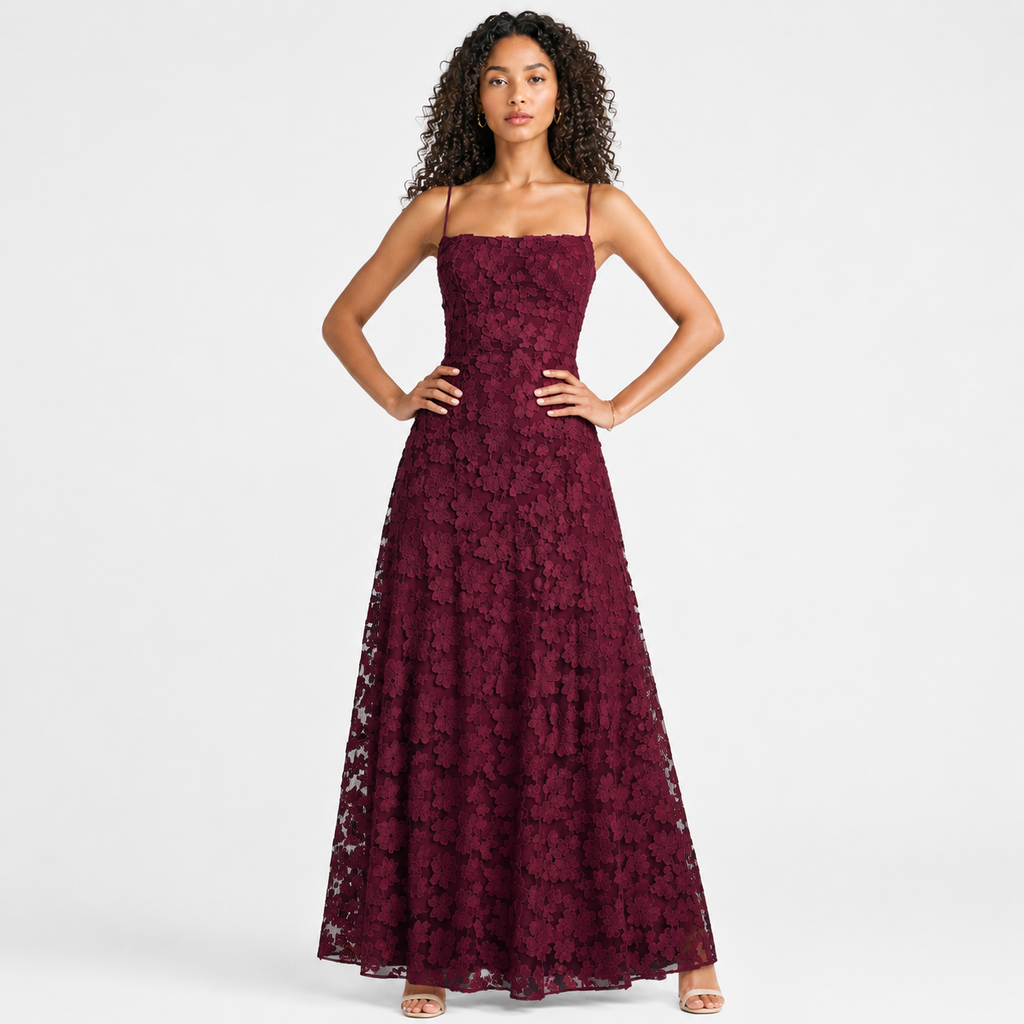 VIORELLE Backless Jacquard Maxi Dress