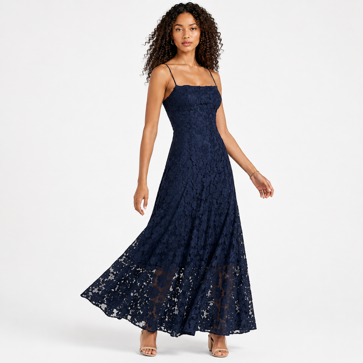 VIORELLE Backless Jacquard Maxi Dress