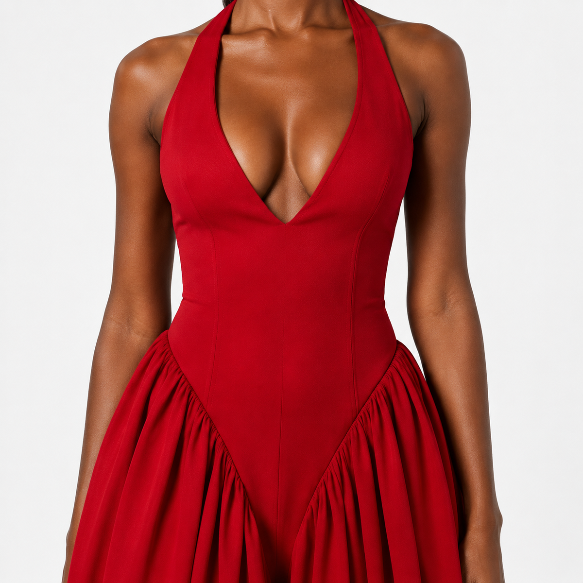 VIVICA Backless Halter Midi Dress
