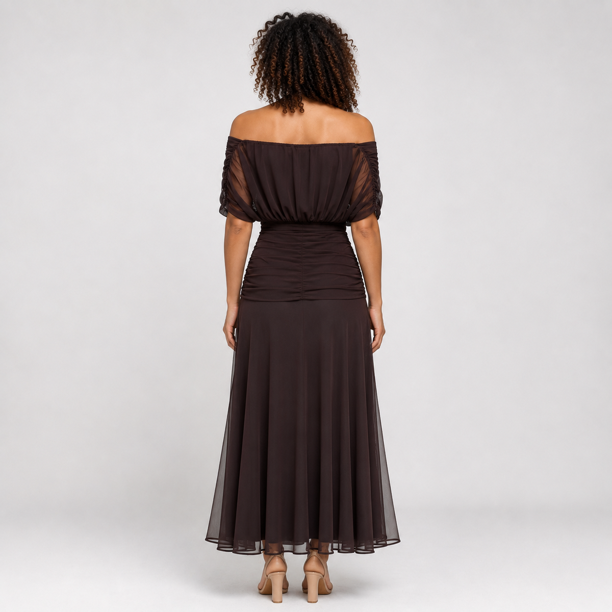 VIVIENNE Asymmetric Chiffon Midi Dress