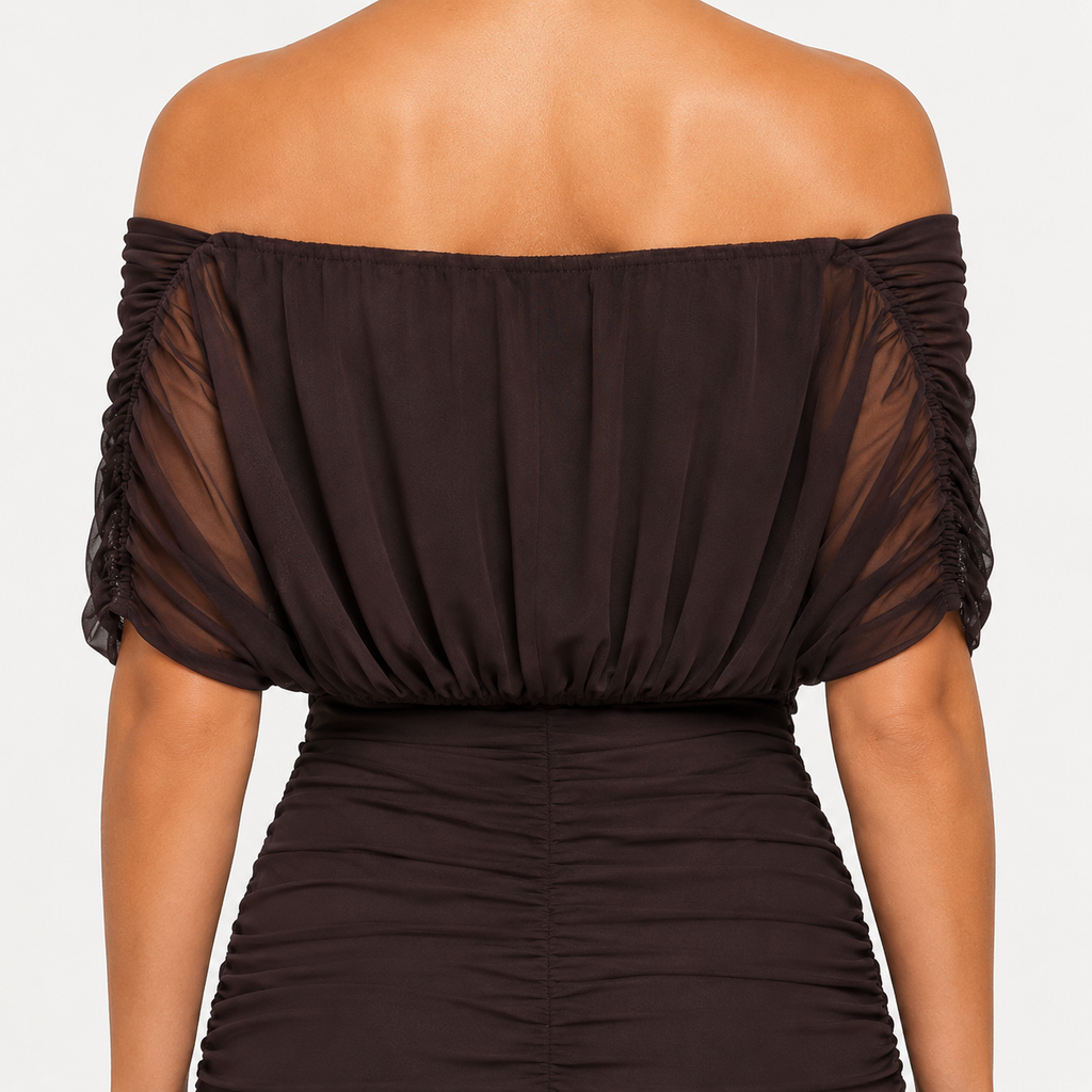 VIVIENNE Asymmetric Chiffon Midi Dress