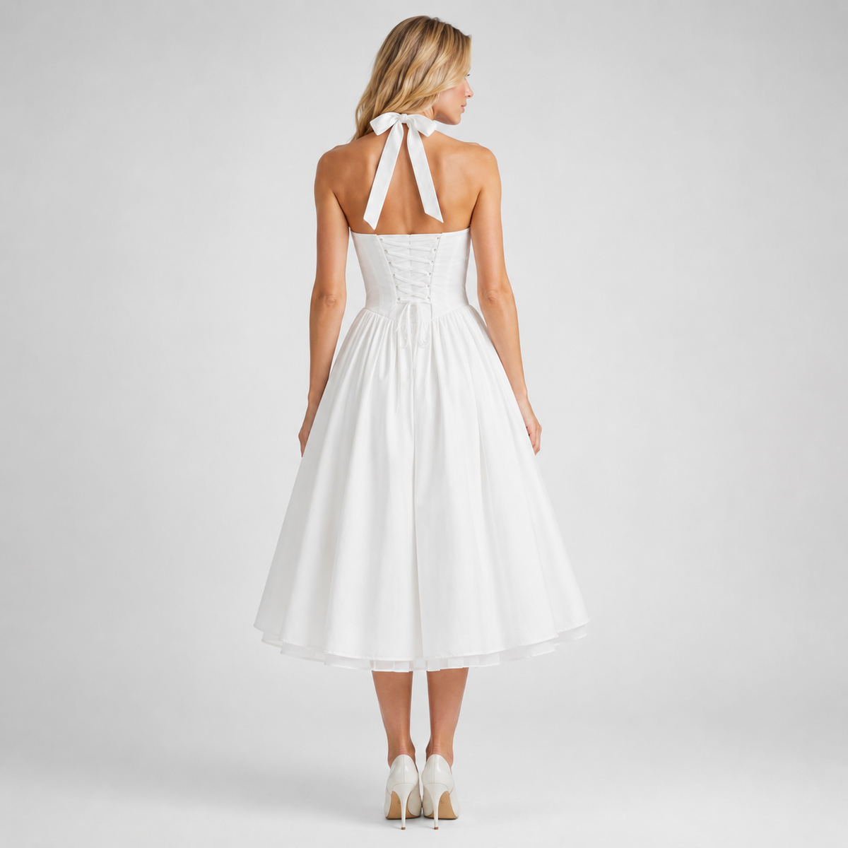 VIVIENNE Halter Cotton-Blend A-Line Dress