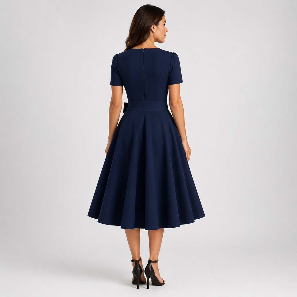 VIVIENNE Square Neck Midi Dress