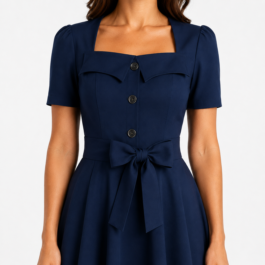 VIVIENNE Square Neck Midi Dress