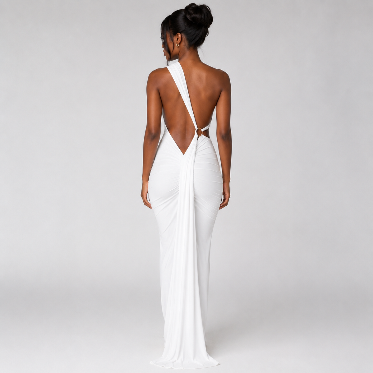 ZEPHYRA One-Shoulder Ruched Maxi Dress