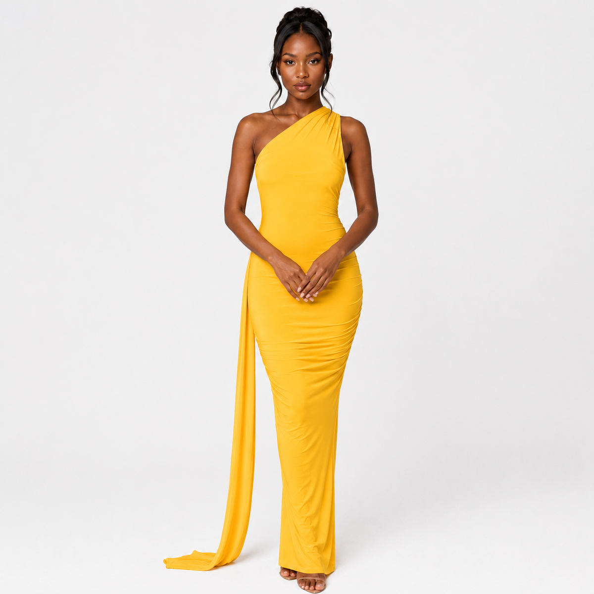 ZEPHYRA One-Shoulder Ruched Maxi Dress